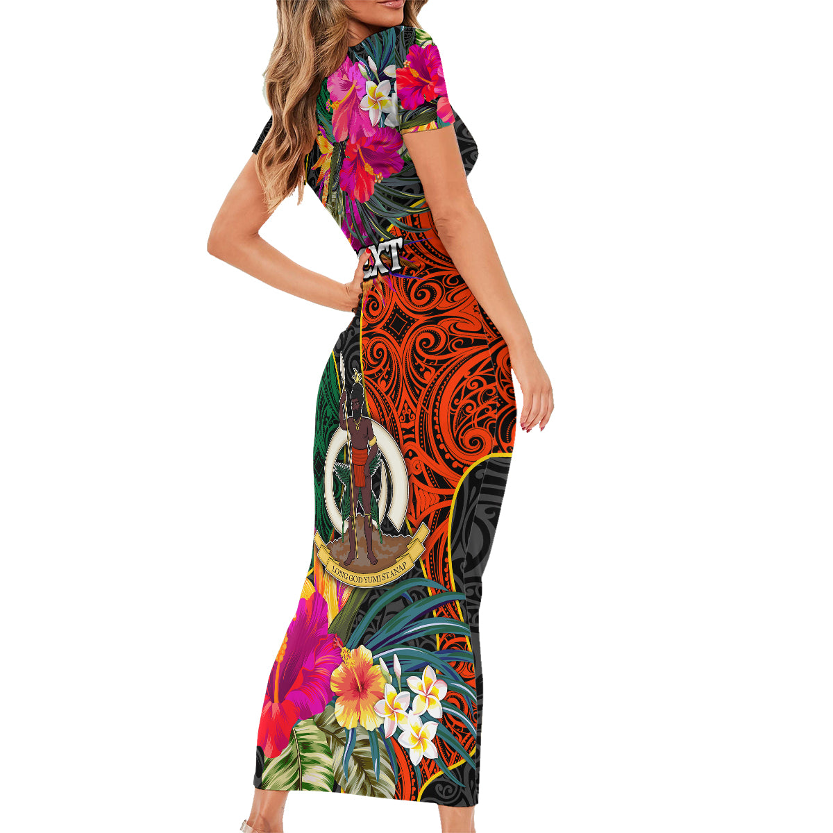 Personalised Penama Day Family Matching Short Sleeve Bodycon Dress and Hawaiian Shirt Proud To Be A Ni-Van Beauty Pacific Flower LT03 - Polynesian Pride