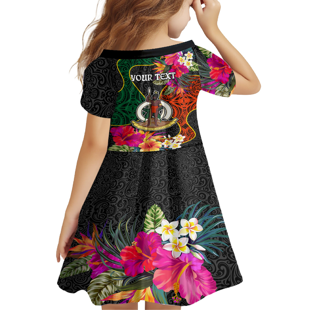 Personalised Penama Day Kid Short Sleeve Dress Proud To Be A Ni-Van Beauty Pacific Flower LT03 - Polynesian Pride