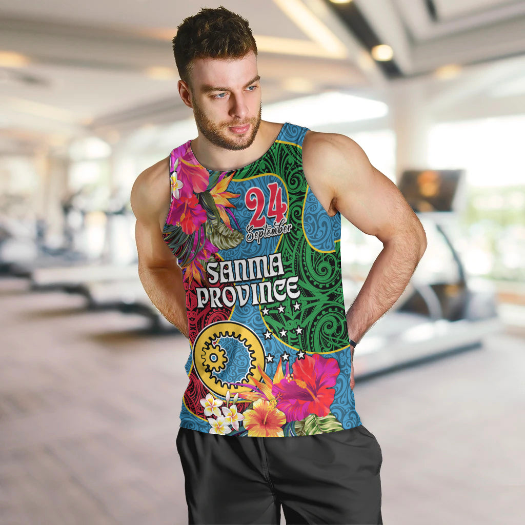 Personalised Sanma Day Men Tank Top Proud To Be A Ni-Van Beauty Pacific Flower LT03 - Polynesian Pride