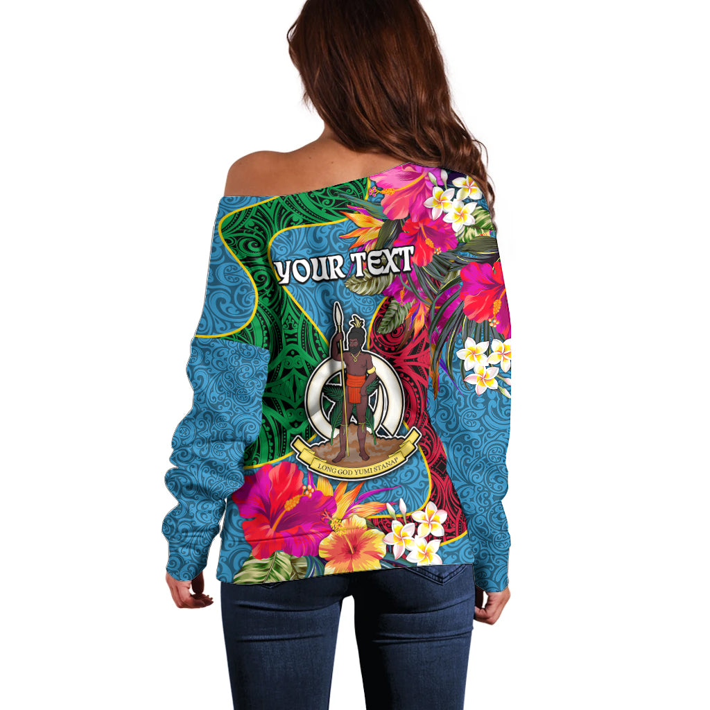 Personalised Sanma Day Off Shoulder Sweater Proud To Be A Ni-Van Beauty Pacific Flower LT03 - Polynesian Pride