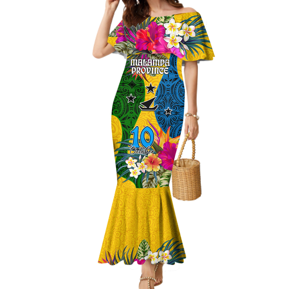 Personalised Malampa Day Family Matching Mermaid Dress and Hawaiian Shirt Proud To Be A Ni-Van Beauty Pacific Flower LT03 - Polynesian Pride