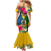 Personalised Malampa Day Family Matching Mermaid Dress and Hawaiian Shirt Proud To Be A Ni-Van Beauty Pacific Flower LT03 - Polynesian Pride