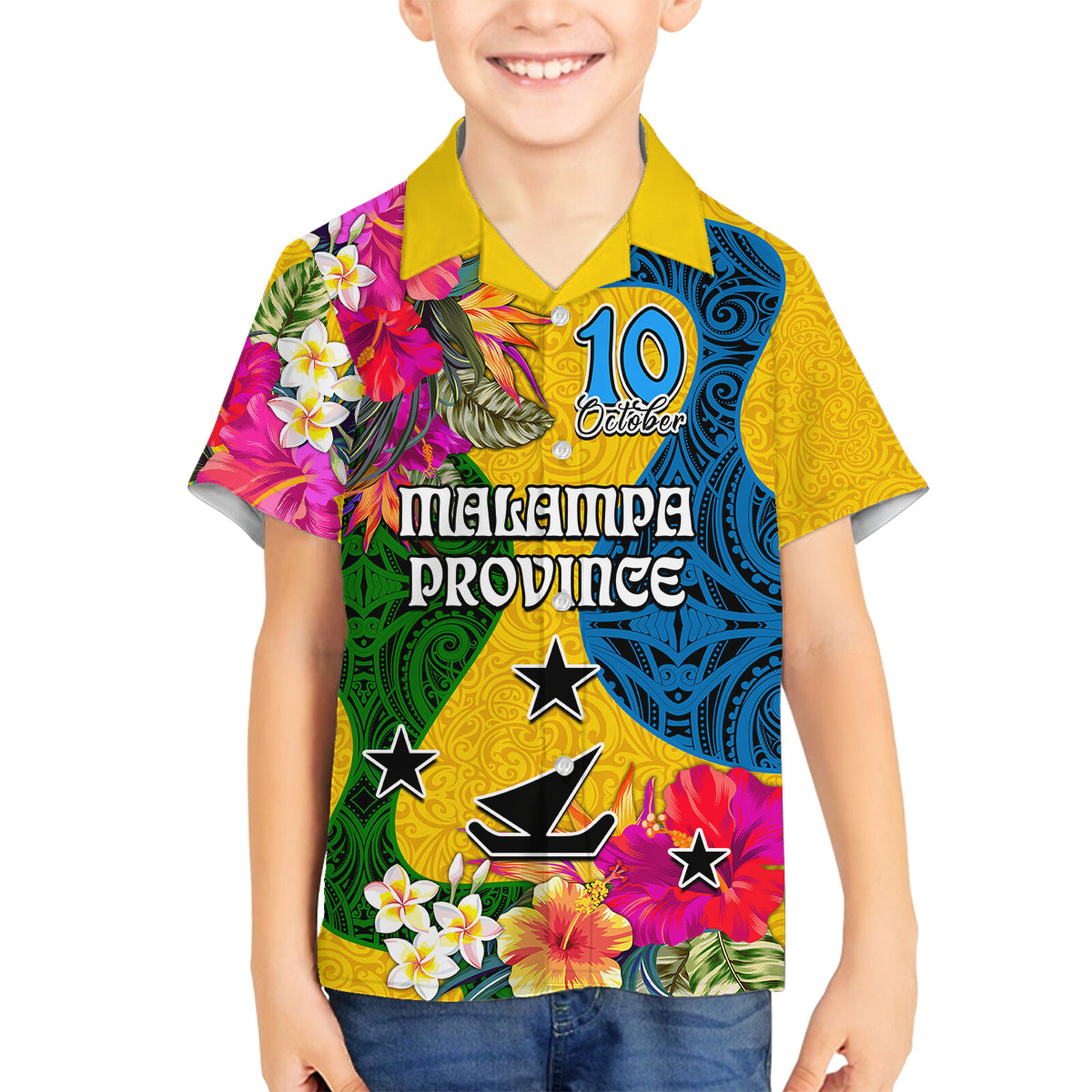 Personalised Malampa Day Family Matching Off Shoulder Maxi Dress and Hawaiian Shirt Proud To Be A Ni-Van Beauty Pacific Flower LT03 - Polynesian Pride
