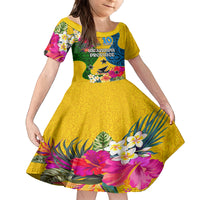 Personalised Malampa Day Kid Short Sleeve Dress Proud To Be A Ni-Van Beauty Pacific Flower LT03 KID Yellow - Polynesian Pride