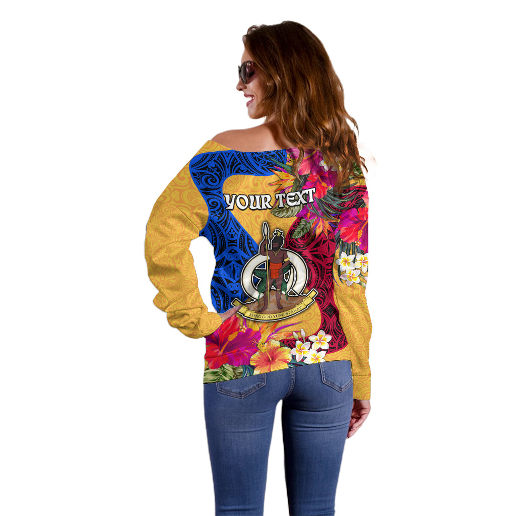 Personalised Torba Day Off Shoulder Sweater Proud To Be A Ni-Van Beauty Pacific Flower LT03 - Polynesian Pride
