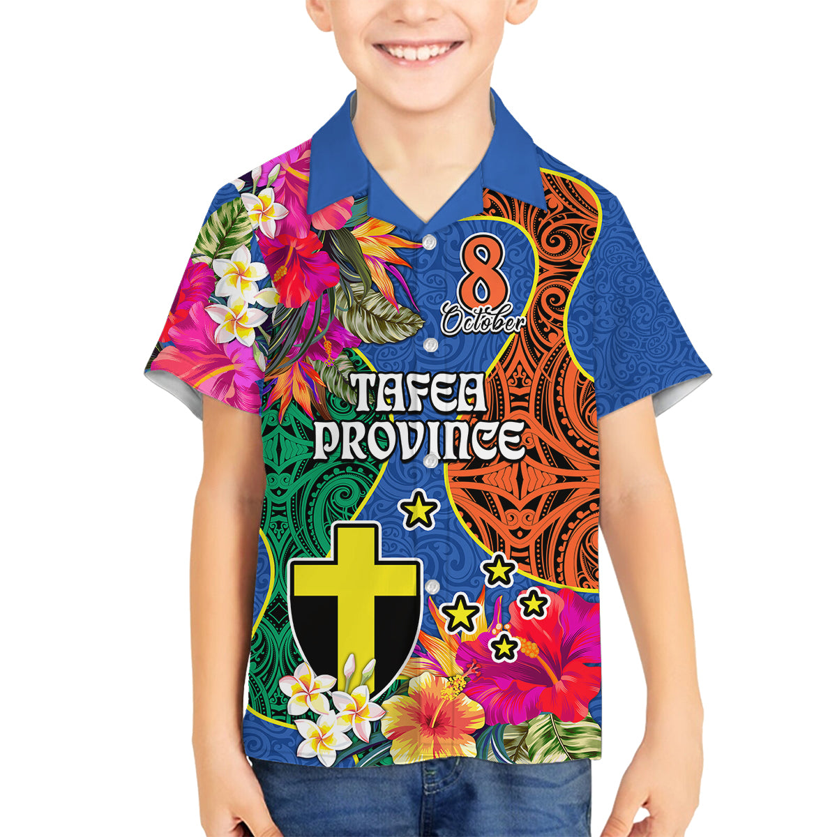 Personalised Tafea Day Kid Hawaiian Shirt Proud To Be A Ni-Van Beauty Pacific Flower LT03 - Polynesian Pride