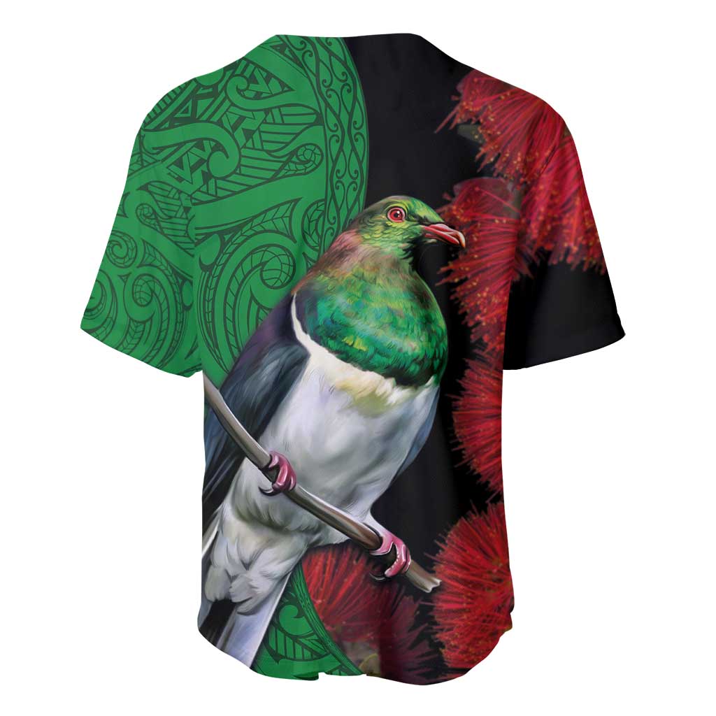 New Zealand Kereru And Pohutukawa Baseball Jersey Maori Tribal Tattoo