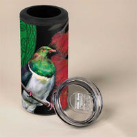 New Zealand Kereru And Pohutukawa 4 in 1 Can Cooler Tumbler Maori Tribal Tattoo LT03 - Polynesian Pride