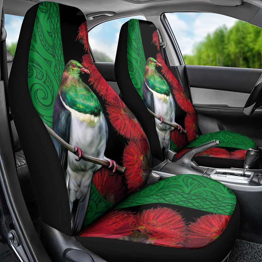 New Zealand Kereru And Pohutukawa Car Seat Cover Maori Tribal Tattoo LT03 - Polynesian Pride