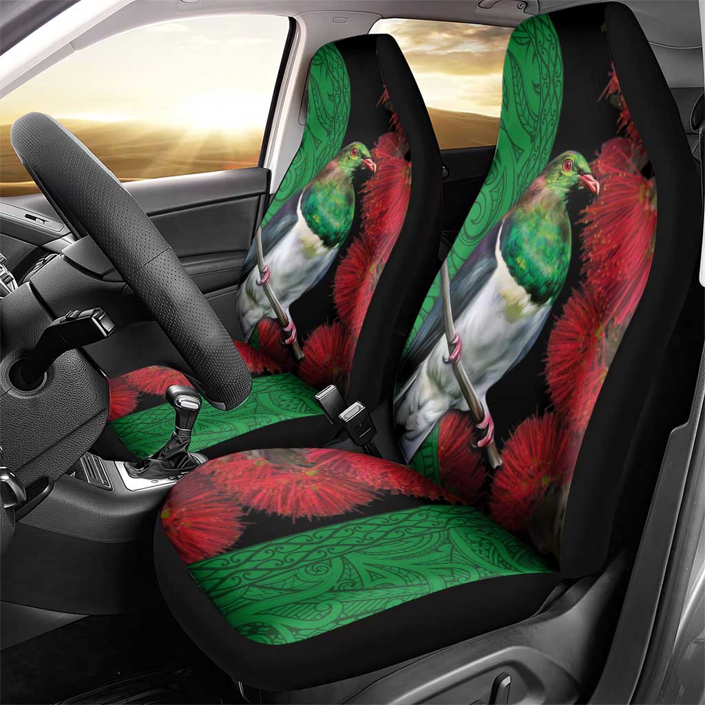 New Zealand Kereru And Pohutukawa Car Seat Cover Maori Tribal Tattoo LT03 - Polynesian Pride
