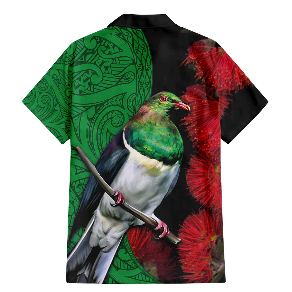 New Zealand Kereru And Pohutukawa Family Matching Mermaid Dress and Hawaiian Shirt Maori Tribal Tattoo LT03 - Polynesian Pride