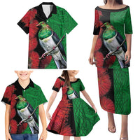 New Zealand Kereru And Pohutukawa Family Matching Puletasi and Hawaiian Shirt Maori Tribal Tattoo LT03 - Polynesian Pride