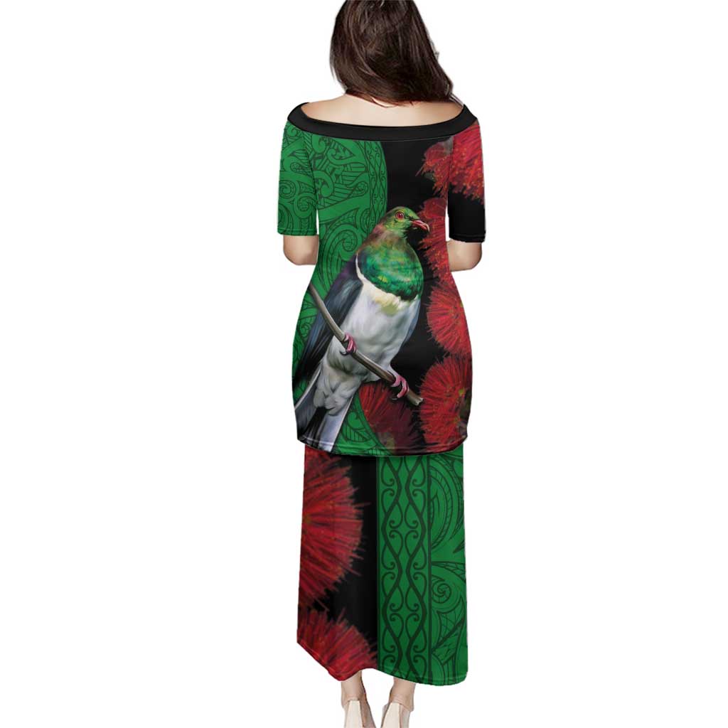 New Zealand Kereru And Pohutukawa Family Matching Puletasi and Hawaiian Shirt Maori Tribal Tattoo LT03 - Polynesian Pride
