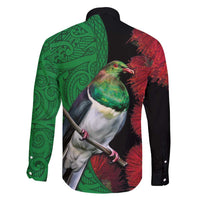 New Zealand Kereru And Pohutukawa Family Matching Summer Maxi Dress and Hawaiian Shirt Maori Tribal Tattoo LT03 - Polynesian Pride