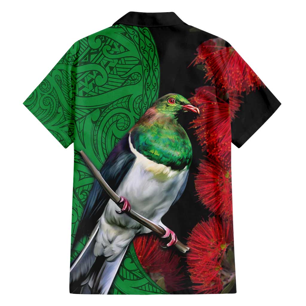 New Zealand Kereru And Pohutukawa Family Matching Tank Maxi Dress and Hawaiian Shirt Maori Tribal Tattoo LT03 - Polynesian Pride
