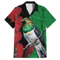 New Zealand Kereru And Pohutukawa Hawaiian Shirt Maori Tribal Tattoo LT03 Black - Polynesian Pride