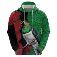 New Zealand Kereru And Pohutukawa Hoodie Maori Tribal Tattoo LT03 - Polynesian Pride