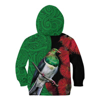 New Zealand Kereru And Pohutukawa Kid Hoodie Maori Tribal Tattoo LT03 - Polynesian Pride