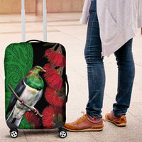 New Zealand Kereru And Pohutukawa Luggage Cover Maori Tribal Tattoo LT03 Black - Polynesian Pride