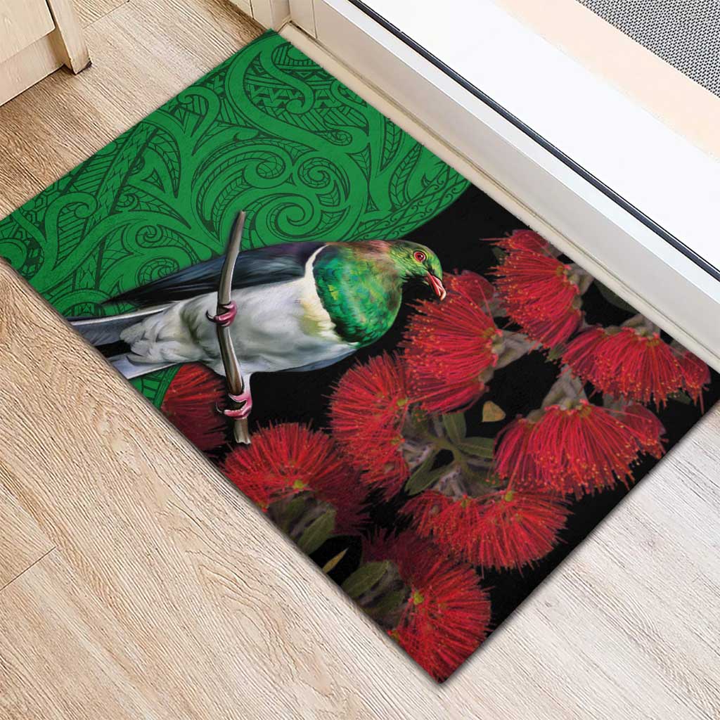 New Zealand Kereru And Pohutukawa Rubber Doormat Maori Tribal Tattoo LT03 - Polynesian Pride