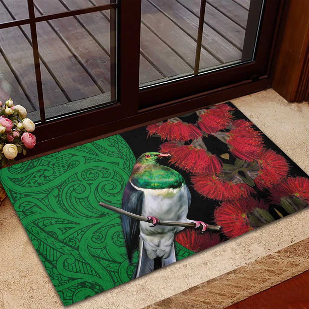 New Zealand Kereru And Pohutukawa Rubber Doormat Maori Tribal Tattoo LT03 - Polynesian Pride