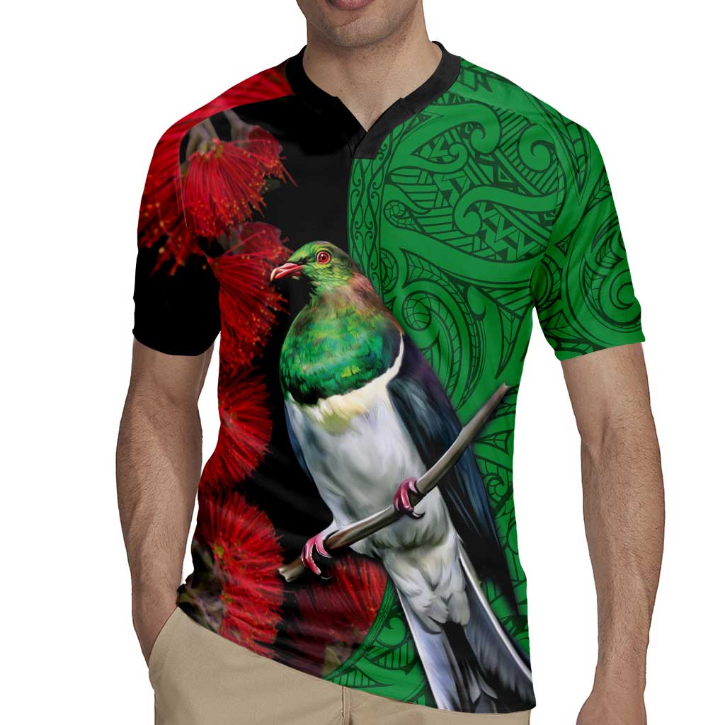 New Zealand Kereru And Pohutukawa Rugby Jersey Maori Tribal Tattoo LT03 - Polynesian Pride
