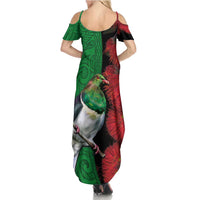 New Zealand Kereru And Pohutukawa Summer Maxi Dress Maori Tribal Tattoo LT03 - Polynesian Pride
