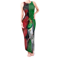 New Zealand Kereru And Pohutukawa Tank Maxi Dress Maori Tribal Tattoo LT03 Women Black - Polynesian Pride