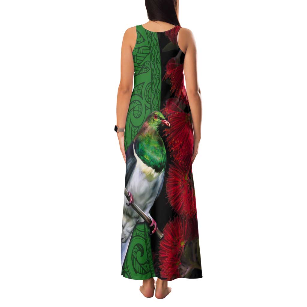 New Zealand Kereru And Pohutukawa Tank Maxi Dress Maori Tribal Tattoo LT03 - Polynesian Pride