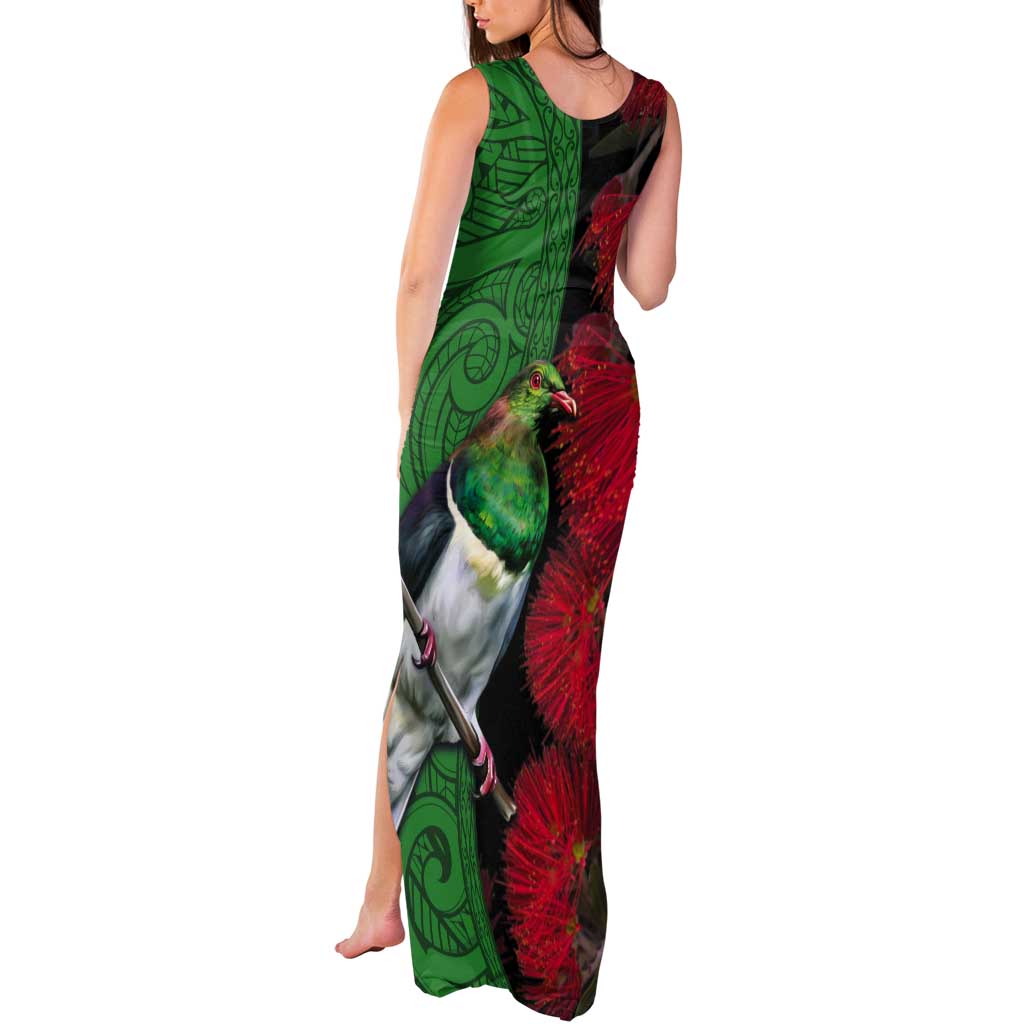 New Zealand Kereru And Pohutukawa Tank Maxi Dress Maori Tribal Tattoo LT03 - Polynesian Pride