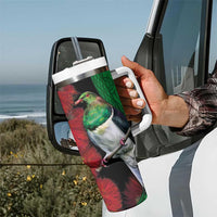 New Zealand Kereru And Pohutukawa Tumbler With Handle Maori Tribal Tattoo LT03 - Polynesian Pride