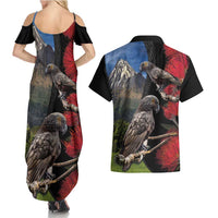 New Zealand Kea And Pohutukawa Couples Matching Summer Maxi Dress and Hawaiian Shirt With The Mountain Landscape LT03 - Polynesian Pride
