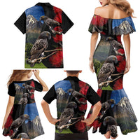 New Zealand Kea And Pohutukawa Family Matching Mermaid Dress and Hawaiian Shirt With The Mountain Landscape LT03 - Polynesian Pride