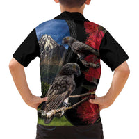 New Zealand Kea And Pohutukawa Family Matching Off Shoulder Maxi Dress and Hawaiian Shirt With The Mountain Landscape LT03 - Polynesian Pride