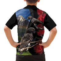 New Zealand Kea And Pohutukawa Family Matching Off Shoulder Short Dress and Hawaiian Shirt With The Mountain Landscape LT03 - Polynesian Pride
