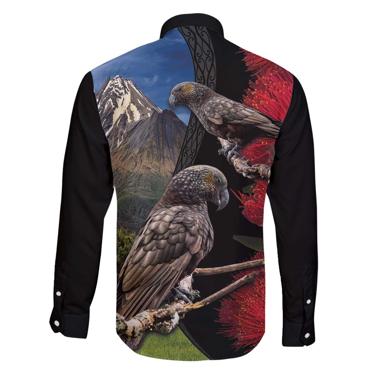 New Zealand Kea And Pohutukawa Family Matching Off Shoulder Short Dress and Hawaiian Shirt With The Mountain Landscape LT03 - Polynesian Pride