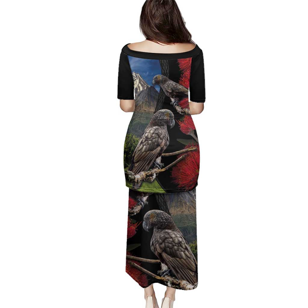 New Zealand Kea And Pohutukawa Family Matching Puletasi and Hawaiian Shirt With The Mountain Landscape LT03 - Polynesian Pride