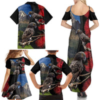 New Zealand Kea And Pohutukawa Family Matching Summer Maxi Dress and Hawaiian Shirt With The Mountain Landscape LT03 - Polynesian Pride