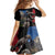 New Zealand Kea And Pohutukawa Kid Short Sleeve Dress With The Mountain Landscape