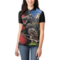 New Zealand Kea And Pohutukawa Women Polo Shirt With The Mountain Landscape LT03 - Polynesian Pride