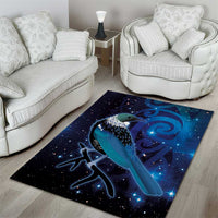 New Zealand Tui Bird Area Rug The Pleiades Star Cluster and Koru Tribal Tattoo Galaxy Vibe LT03 - Polynesian Pride