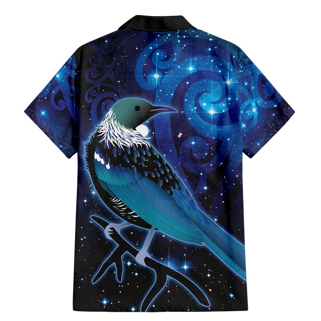 New Zealand Tui Bird Family Matching Mermaid Dress and Hawaiian Shirt The Pleiades Star Cluster and Koru Tribal Tattoo Galaxy Vibe LT03 - Polynesian Pride
