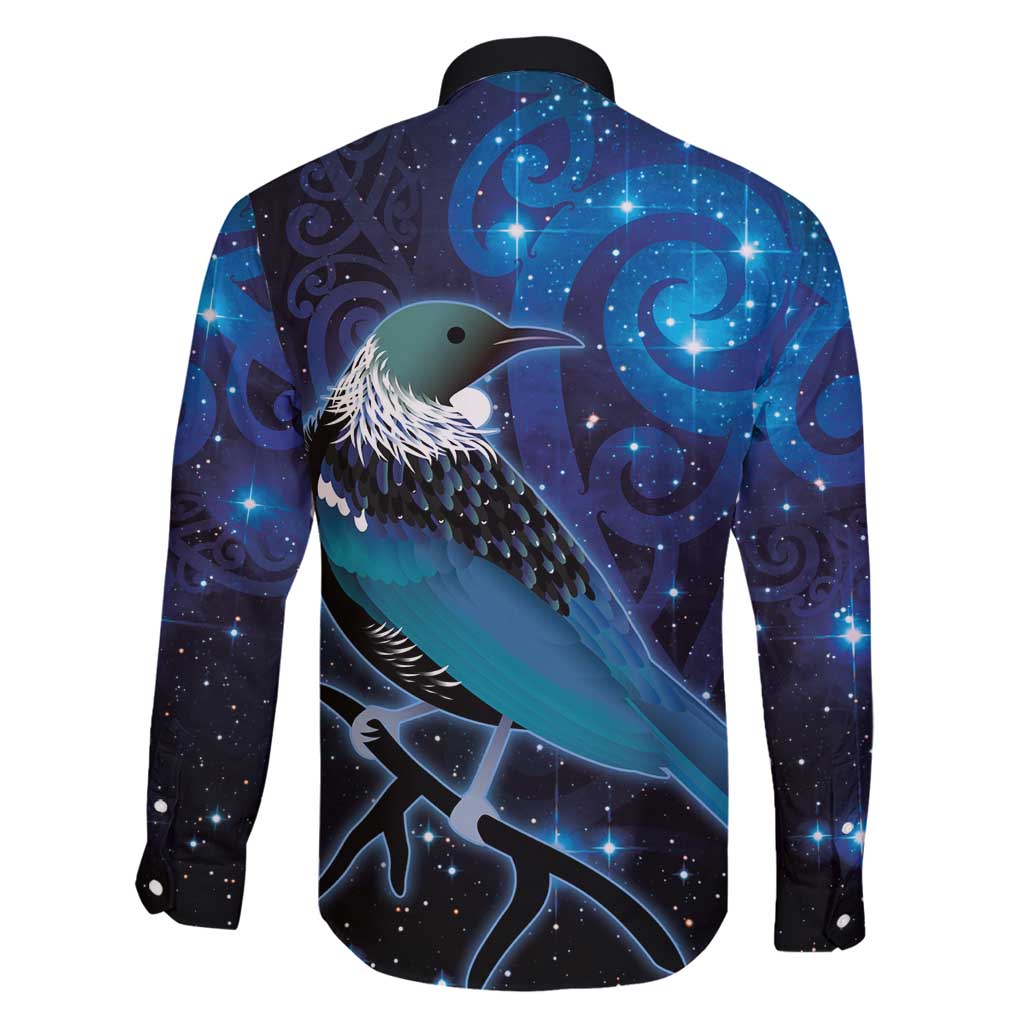 New Zealand Tui Bird Family Matching Mermaid Dress and Hawaiian Shirt The Pleiades Star Cluster and Koru Tribal Tattoo Galaxy Vibe LT03 - Polynesian Pride