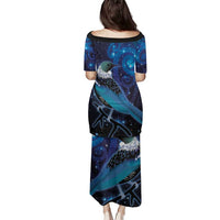 New Zealand Tui Bird Family Matching Puletasi and Hawaiian Shirt The Pleiades Star Cluster and Koru Tribal Tattoo Galaxy Vibe LT03 - Polynesian Pride