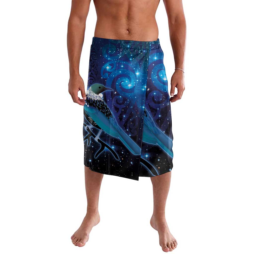 New Zealand Tui Bird Lavalava The Pleiades Star Cluster and Koru Tribal Tattoo Galaxy Vibe LT03 Blue - Polynesian Pride