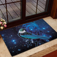 New Zealand Tui Bird Rubber Doormat The Pleiades Star Cluster and Koru Tribal Tattoo Galaxy Vibe LT03 - Polynesian Pride