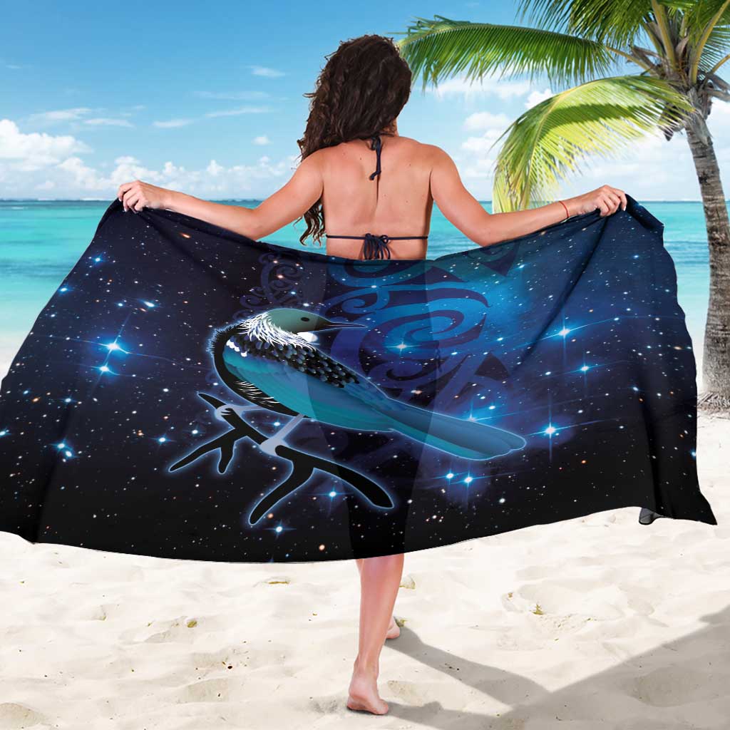 New Zealand Tui Bird Sarong The Pleiades Star Cluster and Koru Tribal Tattoo Galaxy Vibe LT03 - Polynesian Pride
