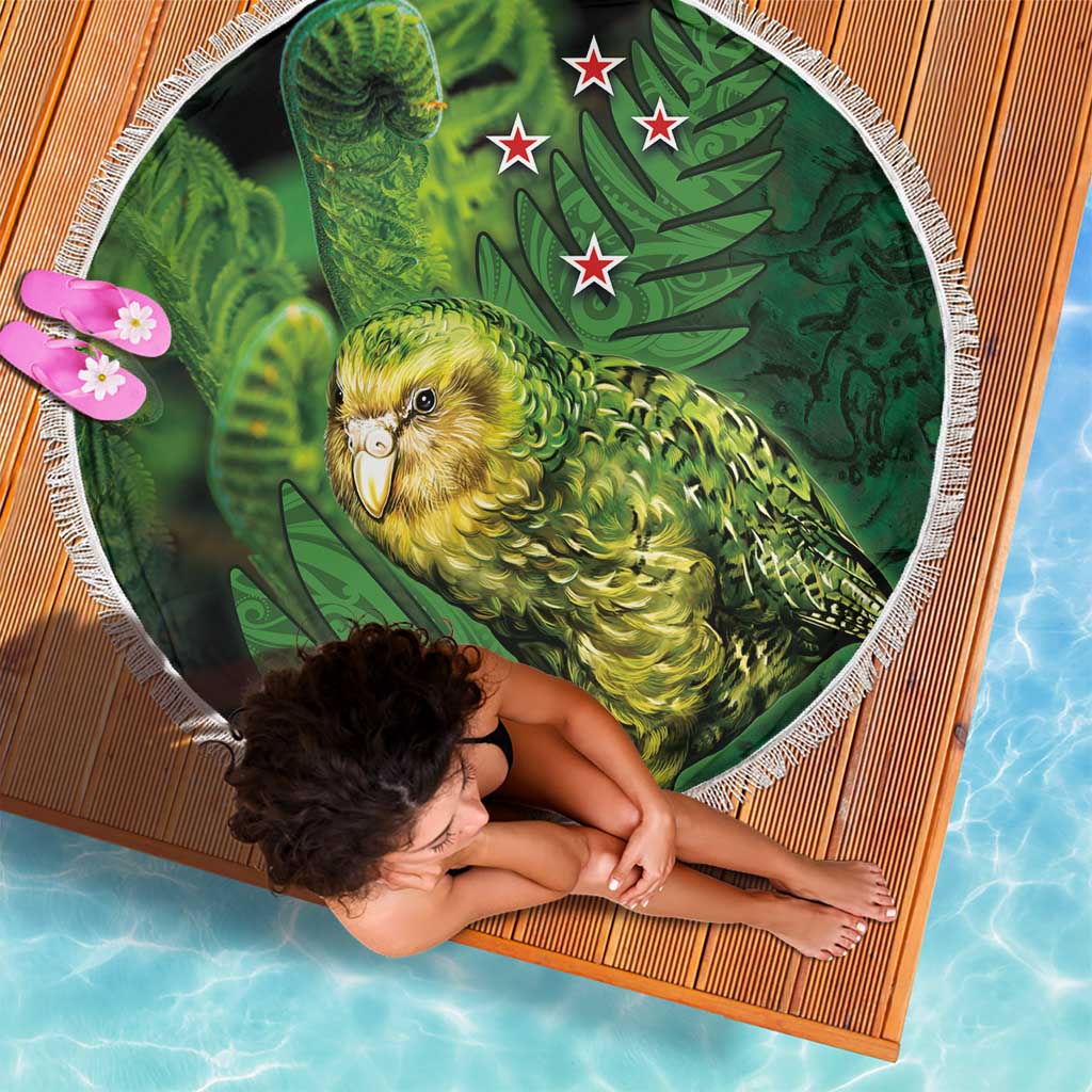 New Zealand Kkp Beach Blanket Silver Fern with Close up of Green Fern Leaves and Maori Tattoo LT03 - Polynesian Pride