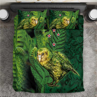 New Zealand Kkp Bedding Set Silver Fern with Close up of Green Fern Leaves and Maori Tattoo LT03 Green - Polynesian Pride