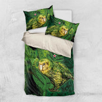 New Zealand Kkp Bedding Set Silver Fern with Close up of Green Fern Leaves and Maori Tattoo LT03 US Twin 172cm x 218cm Green - Polynesian Pride